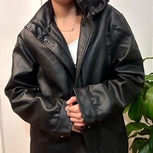 NWT F Collections Vegan Leather Jacket Black Size Medium